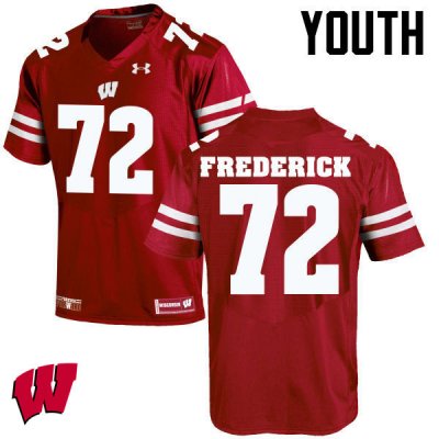 Youth Wisconsin Badgers NCAA #72 Travis Frederick Red Authentic Under Armour Stitched College Football Jersey QB31G78FJ